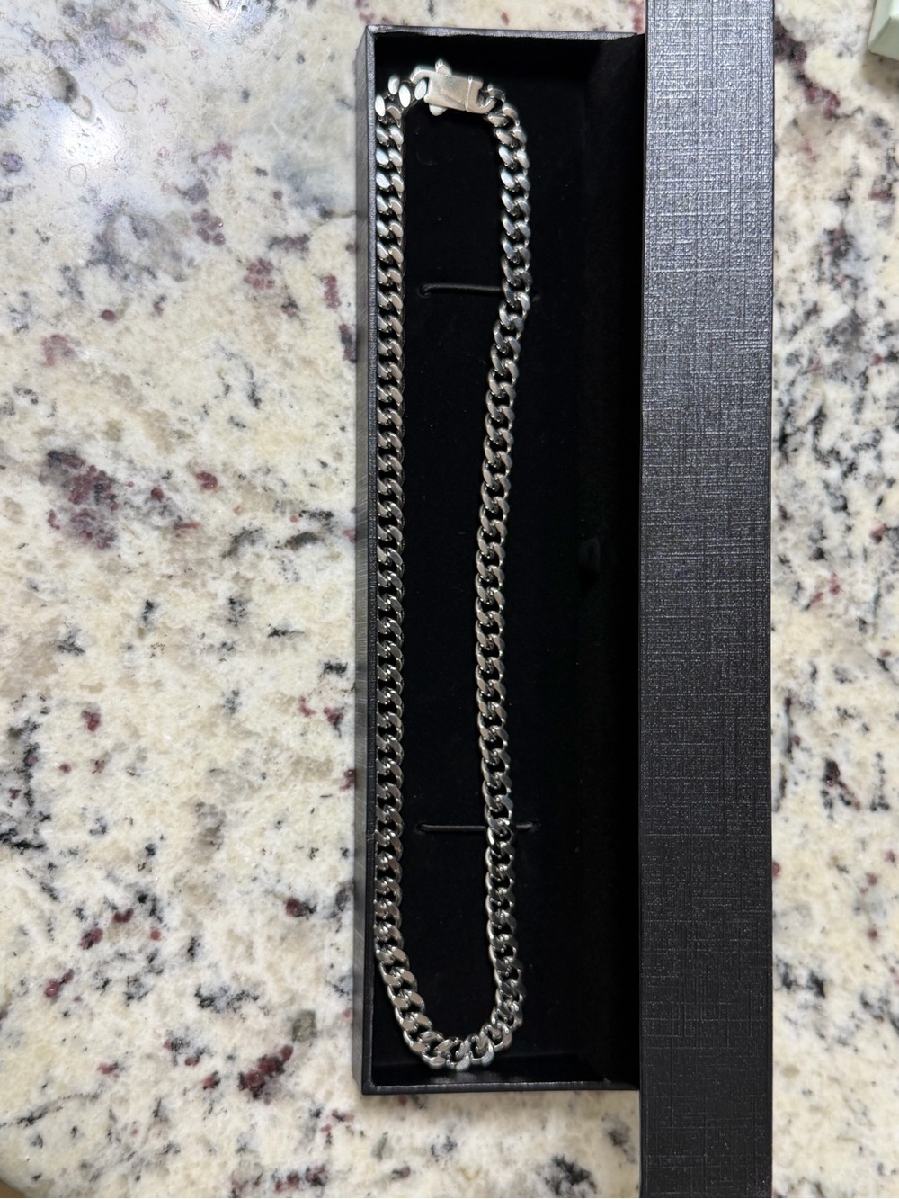 Men's Silver Curb Chain Necklace - Stainless Steel Look 16inch